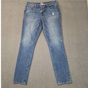 Old Navy Curvy Skinny Jeans Womens 6 Blue Distressed Stretch Denim